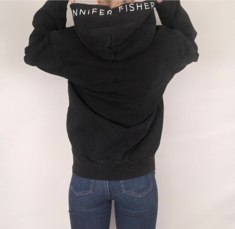 Jennifer Fisher Spell Out Oversized Black Hoodie Hoody Sweatshirt Pullover Small